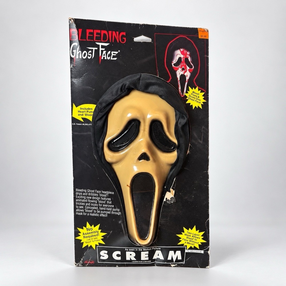Vintage Scream Bleeding Ghost Face Mask Fun World Heart Pump Original Package